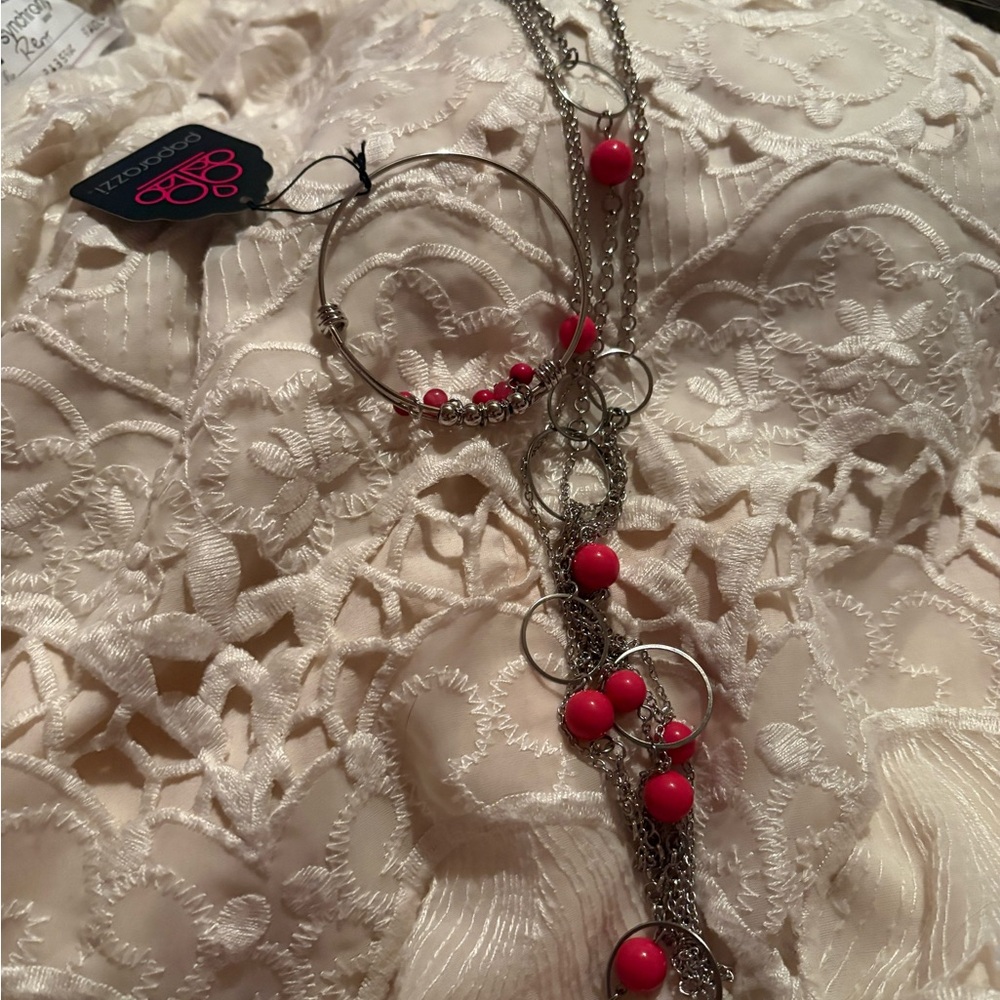 Paparazzi Silver Necklace with Pink Accents